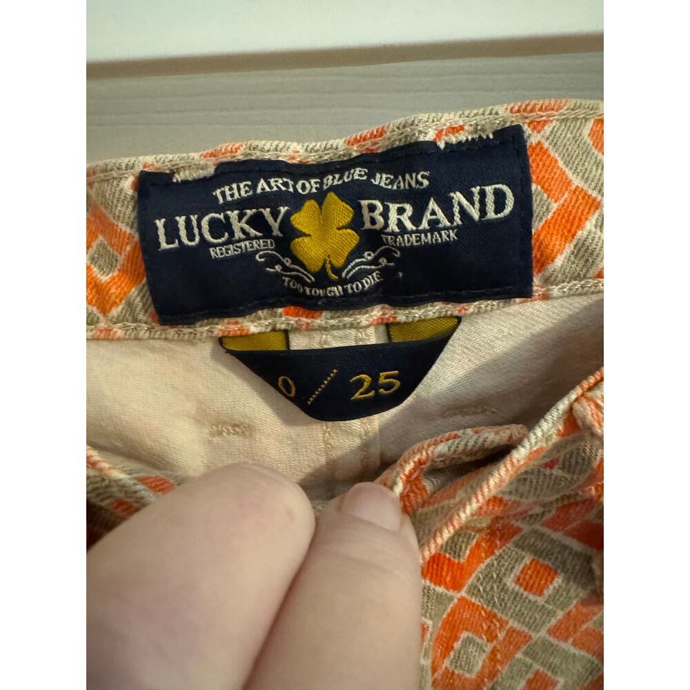 Lucky Brand Charlie Capri pants Orange Geometric Size 0/25 - Picture 3 of 9